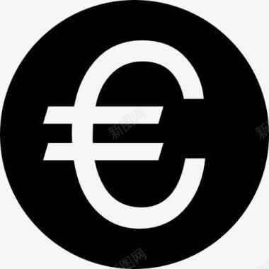 欧元的圆形按钮图标图标