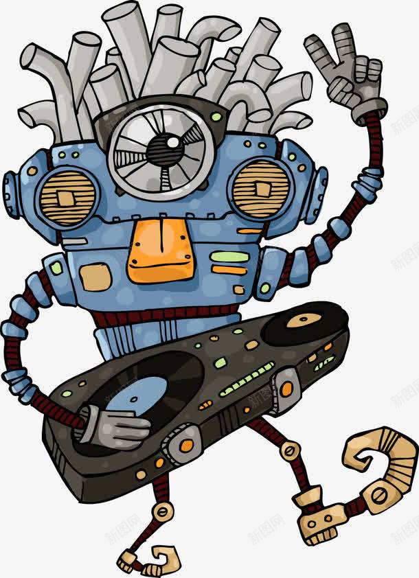 卡通复古机器人png免抠素材_新图网 https://ixintu.com 卡通复古 机器人 蓝色