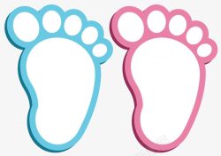 蓝色粉色卡通脚印图案素材