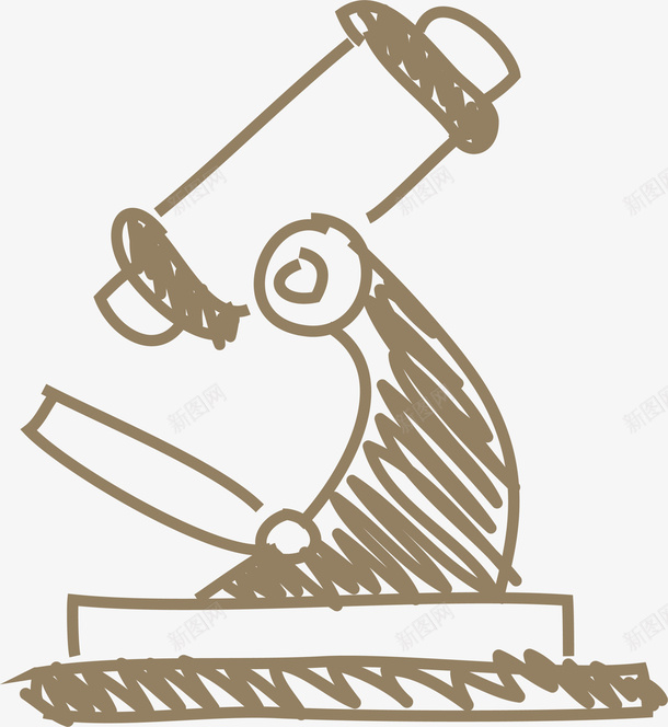 手绘棕色显微镜png免抠素材_新图网 https://ixintu.com 仪器 小清新显微镜 手绘显微镜 棕色显微镜 棕色线条 水彩