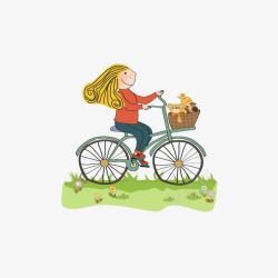 骑单车的小女孩素材