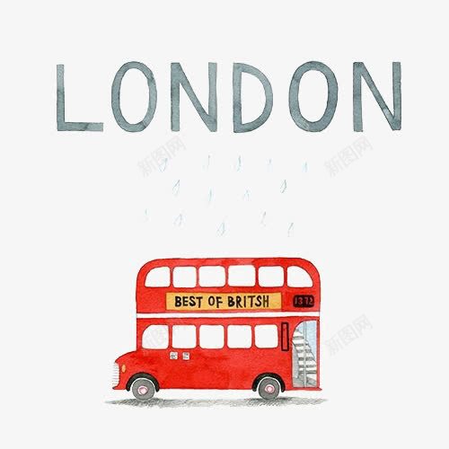 伦敦png免抠素材_新图网 https://ixintu.com LONDON 卡通 双层巴士 巴士 旅行