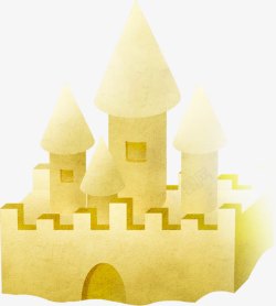 黄色卡通手绘城堡素材