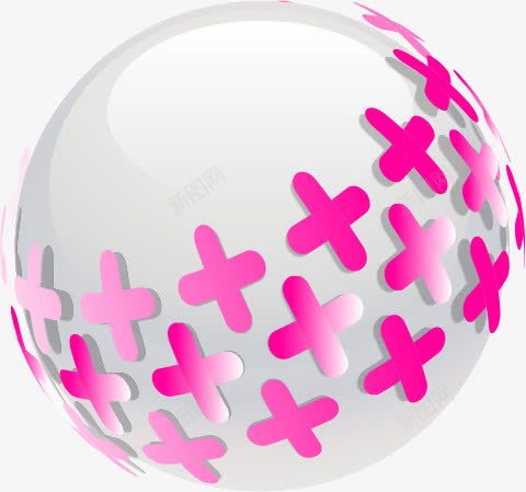 3d球状粉色加号矢量图图标ai_新图网 https://ixintu.com 3d球状 粉色加号 矢量图