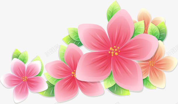 粉色的卡通花卉夏天png免抠素材_新图网 https://ixintu.com 卡通 夏天 粉色 花卉