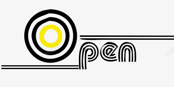 OPEN字体图标psd_新图网 https://ixintu.com OPEN字体 logo open 平面 简易 英文开业 设计 黄色 黑色