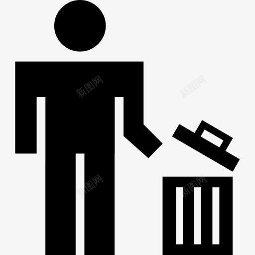 男人用一个垃圾桶图标png_新图网 https://ixintu.com 人 使用 可以 回收站 垃圾 尖的图标 扔