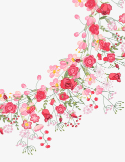 红粉相间浪漫花卉矢量图素材