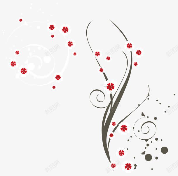 线条花朵png免抠素材_新图网 https://ixintu.com 抽象 红色 线条 花朵 飘洒