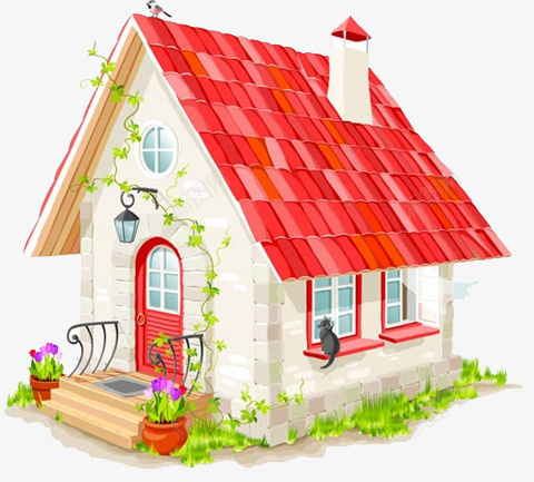 红色屋顶卡通房子png免抠素材_新图网 https://ixintu.com 卡通 屋顶 房子素材 红色