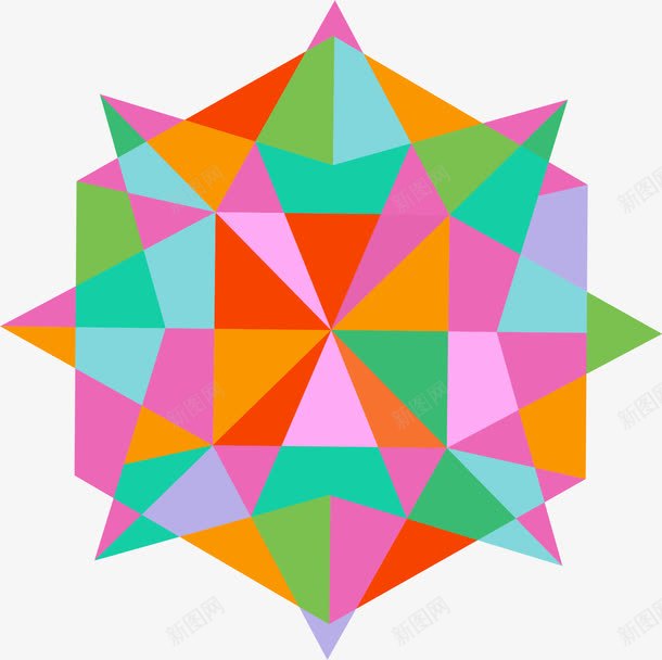 彩色几何多边形png免抠素材_新图网 https://ixintu.com 不规则 几何体 多边形 彩色 抽象 矢量素材 科技
