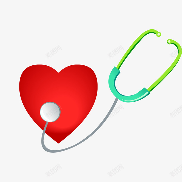 听诊器和心脏png免抠素材_新图网 https://ixintu.com 听诊器 听诊器和心脏 心脏 红色