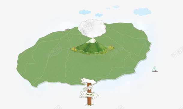 爆发的火山绿色卡通png免抠素材_新图网 https://ixintu.com 卡通 火山 爆发 绿色