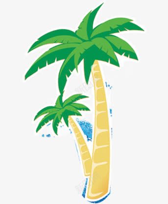 手绘卡通植物椰子树png免抠素材_新图网 https://ixintu.com 卡通 植物 椰子树