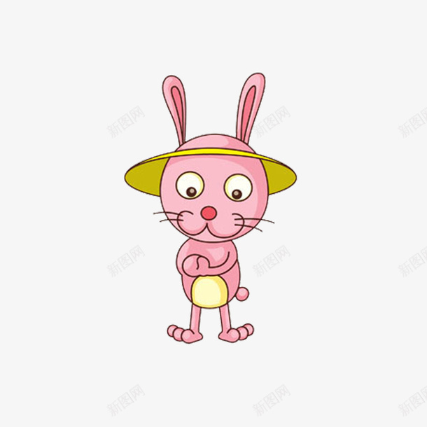 粉色的戴帽子的小兔子卡通psd免抠素材_新图网 https://ixintu.com 卡通 小兔子 小动物 戴帽子