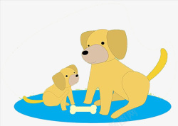 吃骨头的馋狗卡通两只狗狗和骨头高清图片