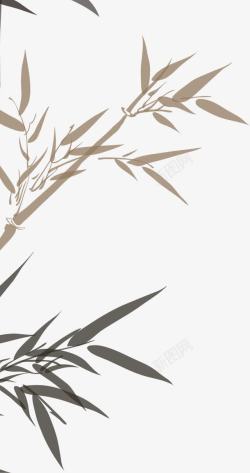 棕色竹叶手绘中国风棕色竹叶高清图片
