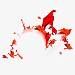 红色千纸鹤创意素材