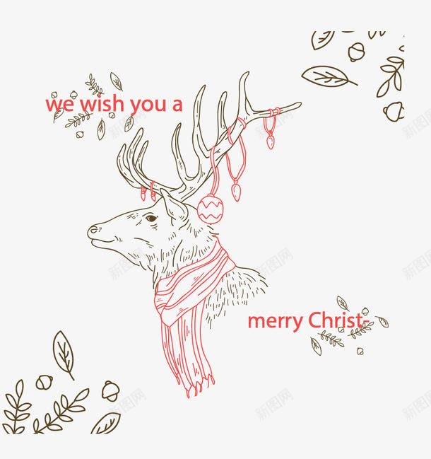 手绘驯鹿圣诞节卡png免抠素材_新图网 https://ixintu.com 圣诞节 圣诞节快乐 手绘 驯鹿头像