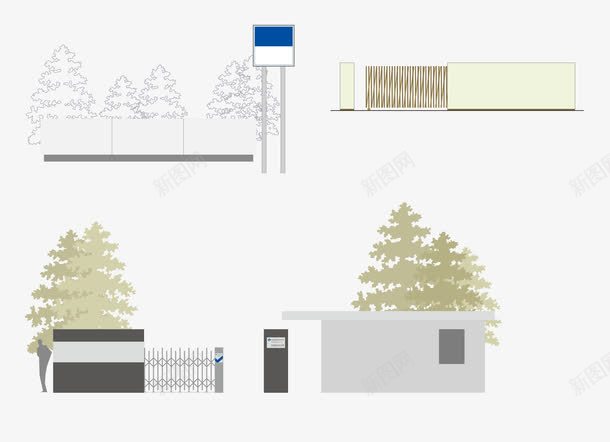 建筑物入口门面png免抠素材_新图网 https://ixintu.com 入口 建筑物 手绘 门面