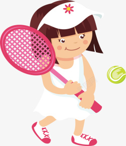 小女孩打网球可爱打网球的小女孩矢量图高清图片