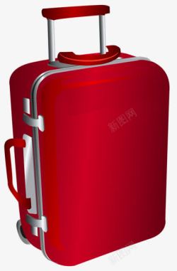 手绘红色行李箱素材