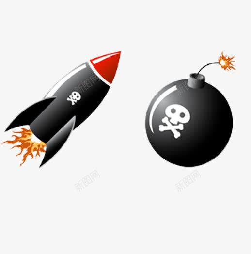 导弹和炸弹png免抠素材_新图网 https://ixintu.com 卡通 导弹 炸弹 黑色