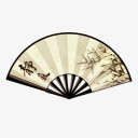 中国风手绘中国风折扇图标图标