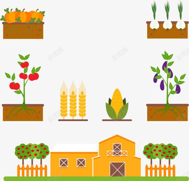 手绘农作物png免抠素材_新图网 https://ixintu.com 农作物 手绘 茄子 蔬菜 西红柿