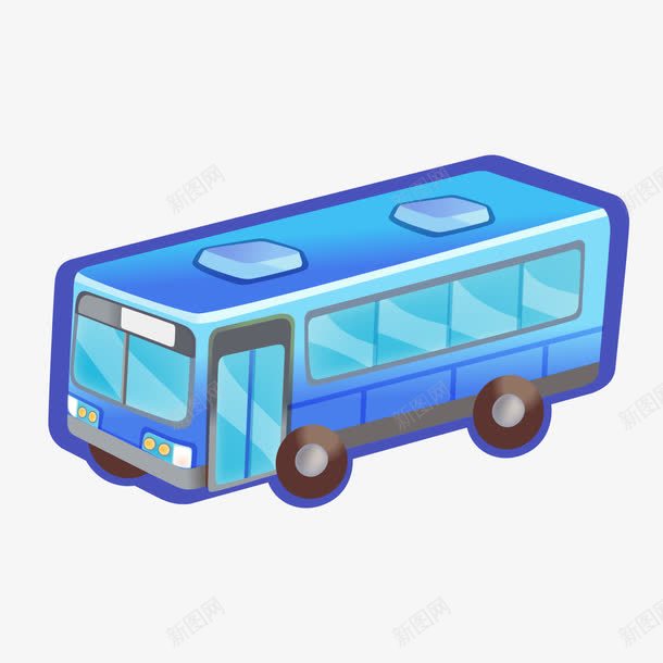 卡通公交车png免抠素材_新图网 https://ixintu.com 公车 卡通 卡通公车 卡通汽车 蓝色 蓝色公交车 蓝色城市公交车