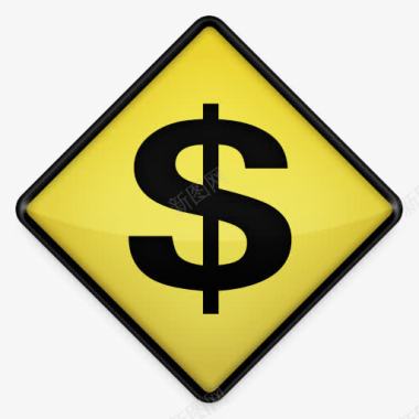 美元黄色道路标志图标图标