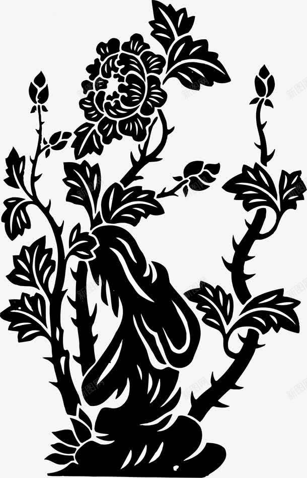 传统古典花纹png免抠素材_新图网 https://ixintu.com 底纹 花树 花框 花纹 花边 角花 边角角框 黑色