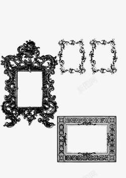 复古镜面黑色花框镜子高清图片