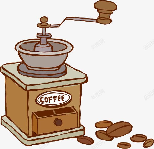手绘手磨咖啡机矢量图ai免抠素材_新图网 https://ixintu.com 咖啡机 咖啡豆 手磨 手绘 矢量图
