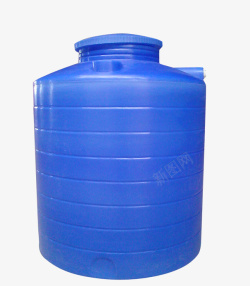 蓝色圆形塑料水箱实物图素材