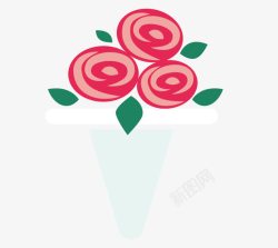 扁平化玫瑰捧花素材