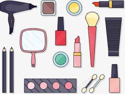 扁平化妆工具素材