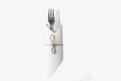 白色包装中的叉子和餐刀素材
