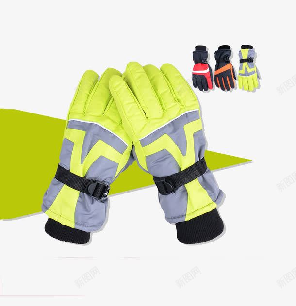 滑雪防护手套png免抠素材_新图网 https://ixintu.com 产品实物 保暖手套 棉手套 绿色