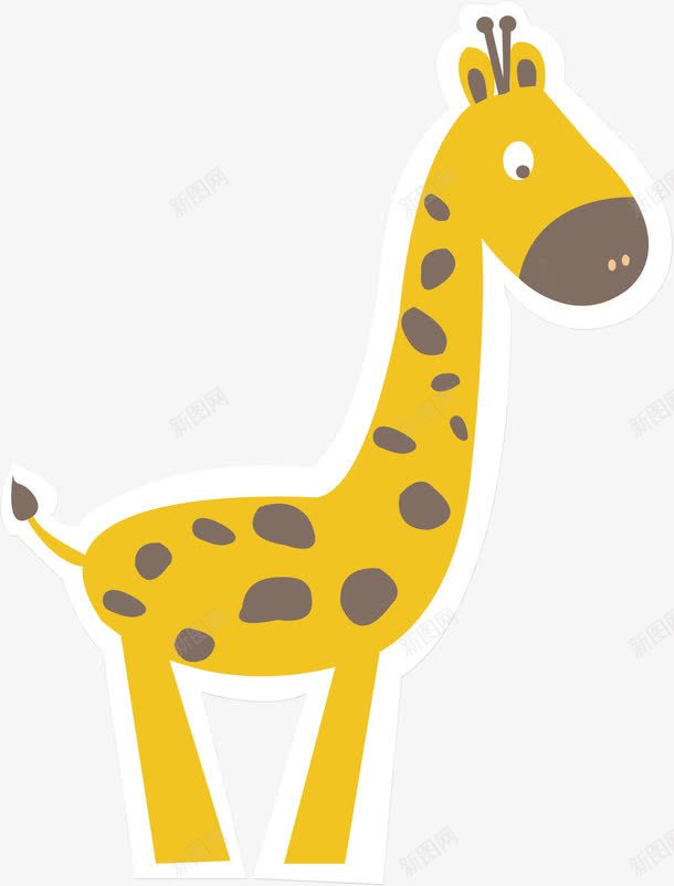 黄色长颈鹿png免抠素材_新图网 https://ixintu.com 动物 尾巴 手绘 斑点 耳朵 触角 长颈鹿 黄色