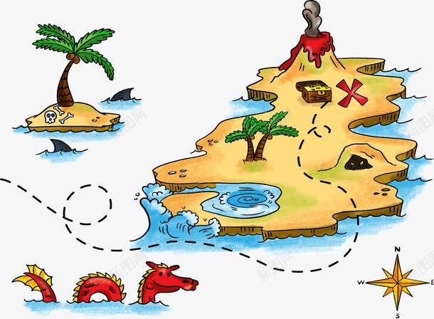 手绘海上孤岛png免抠素材_新图网 https://ixintu.com 冒险岛 孤岛冒险 寻找宝藏 探险之旅