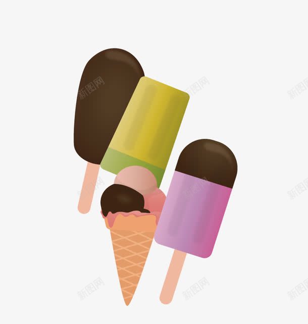 雪糕冰棍png免抠素材_新图网 https://ixintu.com 冰淇淋 口味 巧克力 甜筒