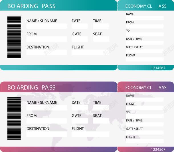条形码登机牌png免抠素材_新图网 https://ixintu.com 机票 条形码 登机牌 矢量素材 紫色 绿色