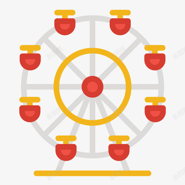 红色扁平化摩天轮psd免抠素材_新图网 https://ixintu.com 扁平化 摩天轮 素材 红色