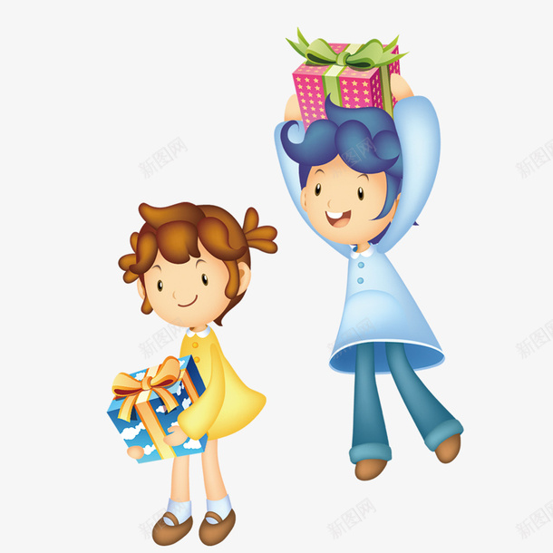 卡通手绘拿着礼物的孩子png免抠素材_新图网 https://ixintu.com 免抠男孩 卡通 手绘 拿着礼物的孩子 红色的礼盒