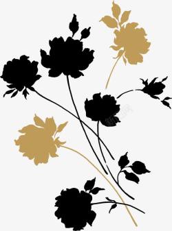黑色水墨艺术花朵素材