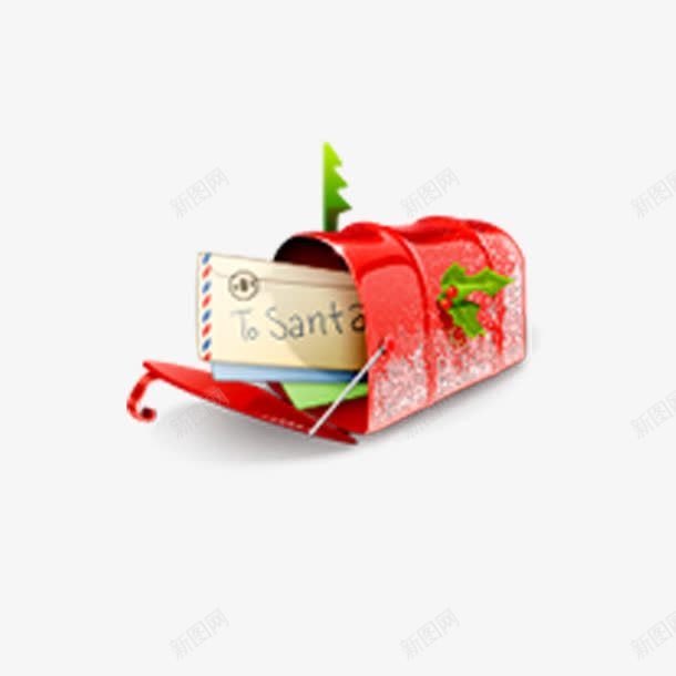 信箱圣诞png免抠素材_新图网 https://ixintu.com 圣诞节 圣诞装饰图片免费 红色邮筒 给圣诞老人的信