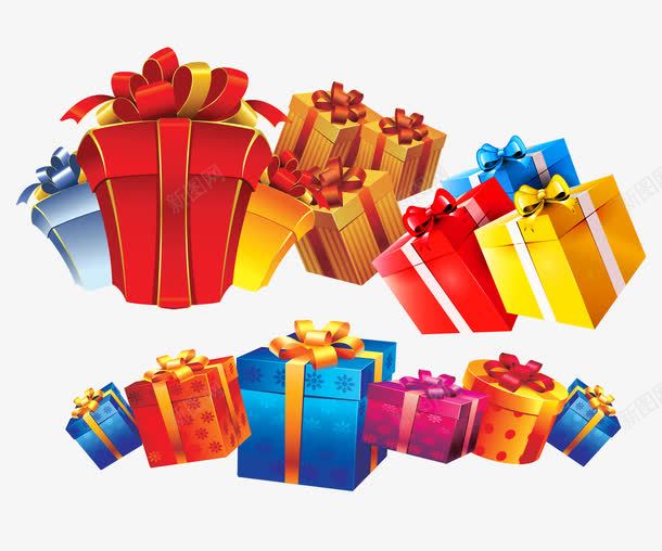 礼物堆png免抠素材_新图网 https://ixintu.com 生日礼物礼物堆盒装礼物