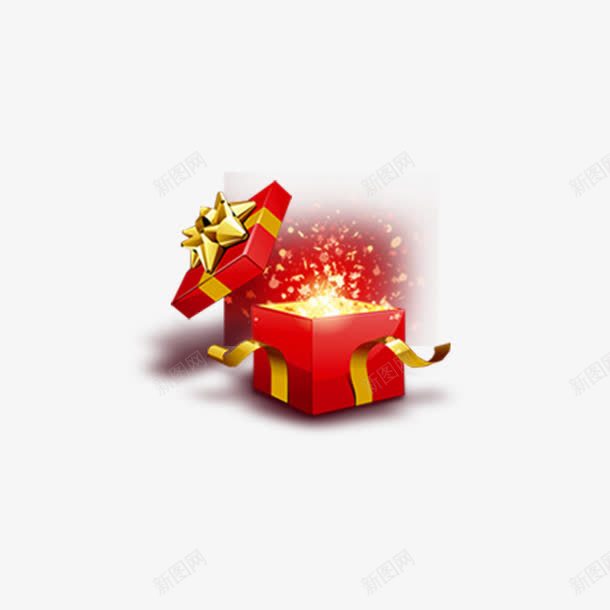 红色礼物发光盒png免抠素材_新图网 https://ixintu.com 发光 效果元素 礼物盒 礼盒 红色