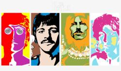 个性肖像披头士乐队四人肖像个性涂鸦高清图片